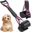 Ramasse-crottes 60 cm avec long manche solide et pince dentelée pliable pour ramasser les déjections des chiens et chats (rose)