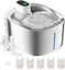 Fontaine A Eau Chat Inox Sans Fil En Acier,4L Fontaine Pour Chat Avec Capteur Automatique,Ultra Silencieux Avec Batterie 4000 Mah