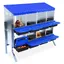 Pondoir Poules Pondeuses 8 Compartiments Poulailler en Métal Bac de Récupération Ponte Anti-rouille Pied Pondoir Bleu