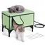 Maison Chat Surélevée Chauffante-VEVOR-Niche Chat Extérieur avec Coussin ChauffantMinuterie-pour Rester au Chaud-Vert M