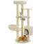 PAWZ Road Arbre à Chat 136 cm en Bois Multi-Niveaux et Stable avec Hamac Suspendu Nid Acrylique et Maisonette Beige