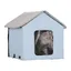 Maison Chat Chauffante-VEVOR-Niche Chat Extérieur avec Coussin Chauffant, Température Réglable-pour Rester au Chaud-Bleu-S