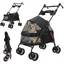 FLASIDU Poussette pour animaux - tissu non tissé - Pliable - fer - Capacité 10kg - pare-soleil - 49*69*98cm - Noir