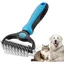 Brosse de toilettage pour animaux peigne double face pour sous-poil pour chiens et chats brosse professionnelle Bleu