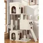 Arbre à chat beige - JOZSI - Arbre à Chat Beige 2-4 Chats 3 Grandes Niches 40x33x35 cm Plateforme Sisal Panier Gris (F52B)