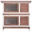 Clapier dextérieur en bois - WIENS - 4 portes - 90x45x90 cm - Marron et blanc - Toit étanche vert