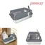 HUOLE Bac à litière pour chat en acier inoxydable, 50*35*24cm, durable et stable, facile à nettoyer, gris.