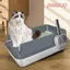 Bac à litière pour chat en acier inoxydable, 50*35*24cm, durable et stable, facile à nettoyer, gris.
