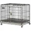 LIA Cage pour Chien Pliable Plateau Amovible Roues avec Freins Toit Ouvrant Porte de Nourrissage 605x455x545cm Noir