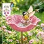Bain doiseaux métal fleurs artisanal anti-froid abreuvoir pratique pour extérieur jardin et terrasse 1 pièce rose