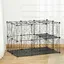 Enclos pour petits animaux cage à lapin modulable 3 niveaux 39 panneaux avec  rampes en métal 70 x 70 x 105 cm noir