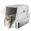 Bac à litière fermé XL - PawHut - en acier inoxydable - pour grand chat - nettoyage facile - avec couvercle et pelle - gris clair