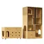 Niche Meuble pour chat avec villa intégrée maison en verre et espace litière - Commode multi-fonctions couleur bois dérable jaune