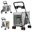 FLASIDU Poussette à Roulette pour Animaux de Compagnie Chariot Pliable et Portable avec Fenêtre de Ventilation en Maille Gris