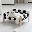 Lit-canapé en Bois pour Chats DIntérieur — Canapé Moderne pour Chat avec Surface en Peluche Ultra-douce et Lavable - Noir et Blanc