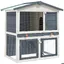 Automne/hiverClapier dextérieur 3 portes Gris Bois - HAuteur:98cm - Grande Taille &FR_694196