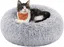 Panier pour Chien Chat, Canapé, Coussin Central Amovible et Lavable, Tissu Peluche Doux, Ø50 cm, Gris Clair