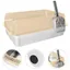 JEOBEST Bac à Litiere pour Chat en acier inoxydable Grande taille Anti-fuite et ouverte 60*40*30cm Litière pour Chat Kaki