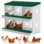 Pondoir Poules Pondeuses 6 Compartiments Poulailler en Acier Galvanisé Collecte des Œufs Couvercle Amovible PratiqueVert