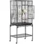 Yaheetech Grande Cage/Volière Oiseaux intérieur 655 x 425 x 1365cm avec Support Détable à roulettes pour Perroquet Noir Noir