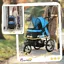 Poussette pour chien avec réflecteurs pliable panier de rangement protection solaire fenêtre en filet Oxford bleu