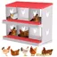 Pondoir Poules Pondeuses 6 Compartiments Poulailler en Acier Galvanisé Collecte des Œufs Couvercle Amovible Pratique Rouge