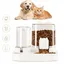 Distributeur Nourriture Eau – Double Réservoir 1.6L Filtre Anti Humidité – pour Chat Chien Voyage – 2.2L Blanc