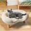 Canape pour Chat Beige 50 × 40 × 24 cm avec Bord Releve Antiderapant et Silencieux Polyester - UVRION
