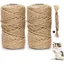 Corde Arbre à Chat de 2 pièces 6 mm 60 m Naturel pour Chat - Accessoire pour Poteau de Rechange Arbre à Chatavec Un Bâton