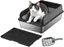 Bac À Litière Pour Chat Avec Couvercle, 20 Cm De Profondeur, Tapis Et Pelle À Litière, Anti-Fuite D'urine, Noir