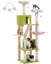 PAWZ Road Grand Arbre à Chat Multi-Niveaux avec 6 Poteaux à Griffer, 2 Griffoirs, 2 Niches, 2 Pompons & 1 Hamac, 180cm Rose