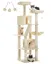 PAWZ Road Grand Arbre à Chat Multi-Niveaux avec 6 Poteaux à Griffer, 2 Griffoirs, 2 Niches, 2 Pompons & 1 Hamac, 180cm Beige