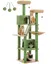 PAWZ Road Grand Arbre à Chat Multi-Niveaux avec 6 Poteaux à Griffer, 2 Griffoirs, 2 Niches, 2 Pompons & 1 Hamac, 180cm Vert