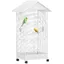Grande Cage à Oiseaux sur Roulettes 79x65x155 cm - Volière Blanche avec 2 Mangeoires 8 Perchoirs et Plateau Amovible