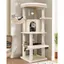 Arbre a Chat Beige avec Grandes Plateforme en éventail Niches Doux Hamac PanierArbres à Chat Hauteur 130cm Solide 90°(C51Beige)