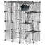 Cage pour chat dintérieur parc pour chat en acier à 4 niveaux DIY avec 5 portes hamac 1-3 chats 105 x 70 x 140 cm noir