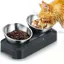Gamelle Chien Chat Surélevé en Acier Inoxydable, 400mlx2 Bol Double pour Chat Chien d'alimentation, Antidérapants sans Déversement