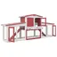 Clapier dextérieur/Enclos large - UU - Rouge et blanc 204x45x85 cm - Bois C25