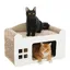 PAWZ Road Griffoir en Carton pour Chat, Maison de Grattage 2 en 1 avec Coussin Griffoir, 55x27,5x35cm, Blanc
