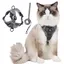 Harnais Chat /Harnais pour Chatcollier respirant réglable réfléchissant avec corde de traction - gris-M