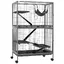 Cage pour rongeurs Multifonction 4 Plateformes 3 rampes 4 Portes dim. 80L x 52l x 128H cm acier Gris argenté Noir