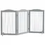 Barrière de sécurité chien pliable 3 plaques 2 pieds de soutien H.80 cm gris