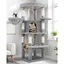 Arbre a Chat avec Grandes Plateforme en éventail Niches Doux Hamac PanierArbres à Chat Hauteur 130 cm Solide 90°Serré Coin (Gris)