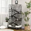 Cage pour lapin enclos à 5 niveaux avec 3 portes 5 rampes plateau amovible roulettes 81 x 525 x 159 cm noir et gris