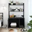 Meuble cache-litière pour chat noir 895 x 45 x 132 cm avec 3 étagères double porte MDF et métal