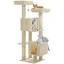 PAWZ Road Arbre a Chat Multi-Niveaux, Arbre à Chat avec 2 Condos, 2 Perchoirs & Poteaux Sisal, 133cm, Beige