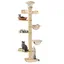 Arbre à chat Extérieur Intérieur Hauteur réglable 6 niveaux enveloppé de chanvre 305*34cm Moderne et élégant couleur du bois
