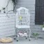 Grande cage à oiseaux sur roulettes 50 x 49 x 137 cm blanche avec support et étagère pour calopsitte et conure soleil