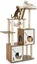 GOPLUS Arbre à Chat 145cm en Bois, Griffoirs Recouverts de Sisal, Perchoir Rembourré, 2 Condos, Hamac Suspendu, Echelle d'escalade