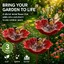 Lot de 3 Bains dOiseaux Extérieur Rouge Vasque Jardin sur Pied Abreuvoir et Mangeoire Oiseaux Décoration Jardin